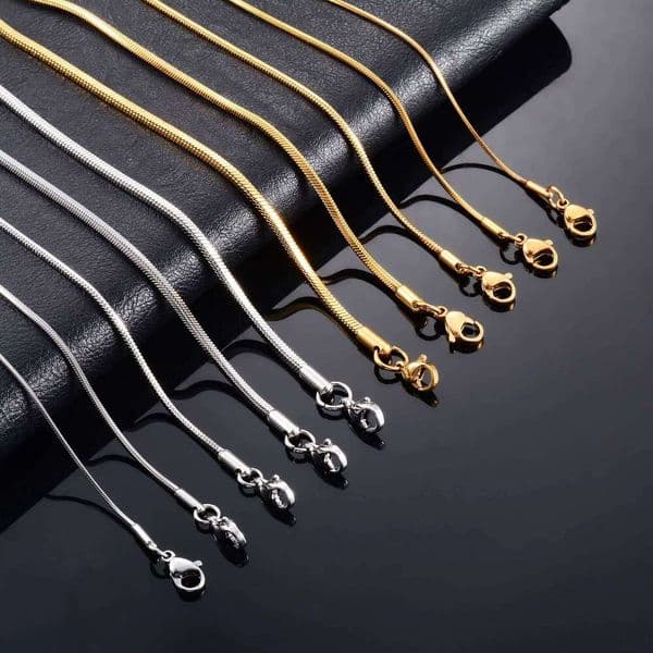 Stainless Steel Square Snake Chain Long Necklace for Women Men Choker on the Neck Collar Gold/Silver Color Jewelry Accessories