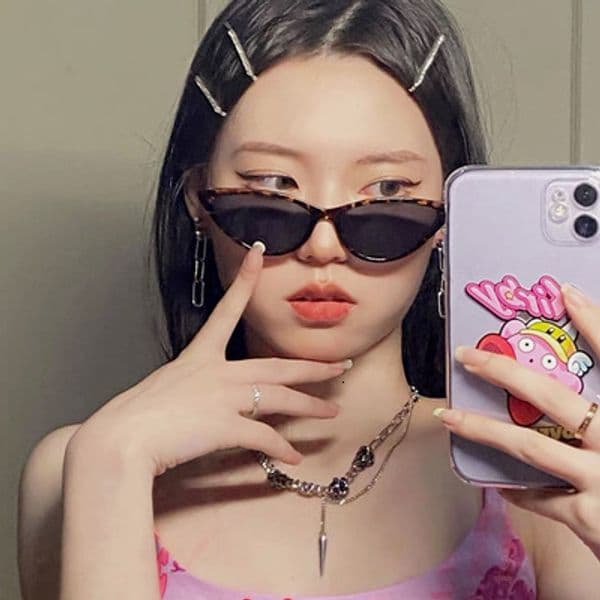 Slimming TikTok Women Large Frame Men Street Style Retro Cat Eye Small Face Super Cool Couple Trendy Sunglasses