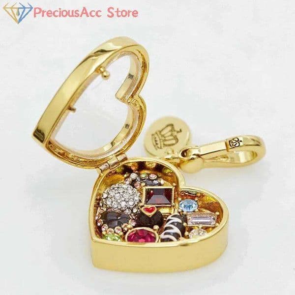 DIY Heart & Zircon Flower Sun Diamond Charms Collarbone Chain Ins Style Glass Box Pendant Necklace For Women