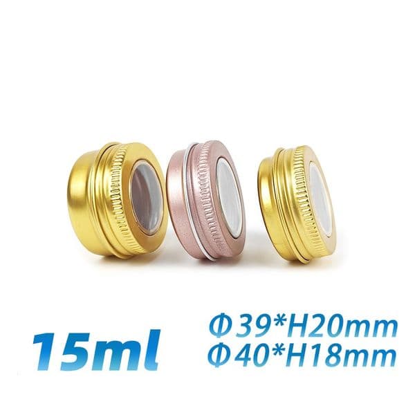 1000pcs/lot 15ml Gold Aluminum Cosmetic Cream Jar Round Empty Metal Tin Cans Box Aluminium Jar Small Metal Tinplate Round Boxes with Window Lid