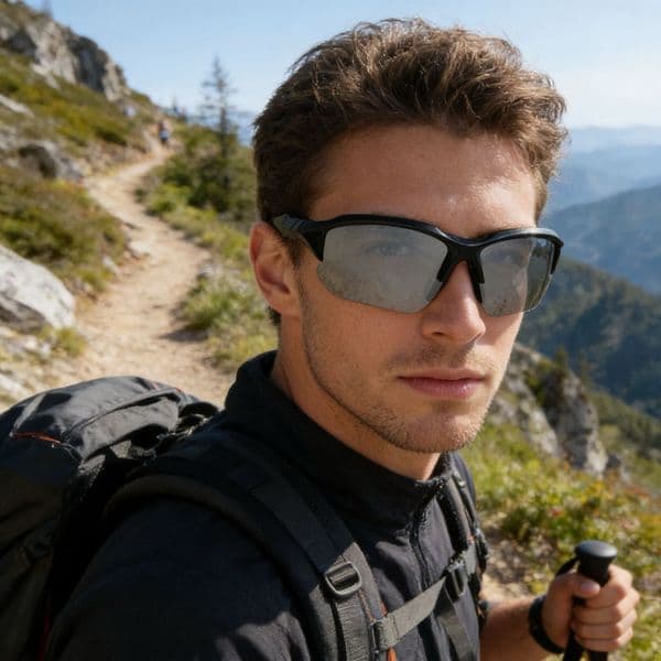 Fashionable half-frame polarized sunglasses men women, suitable for driving, outdoor leisure, cycling, and sports