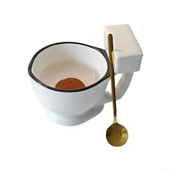 Bestseller Humorous Bathroom Coffee Cup 8.8Oz Handmade Pottery Including Spoon For Joke Present Exchange And Celebratory P9yb Ddmytues