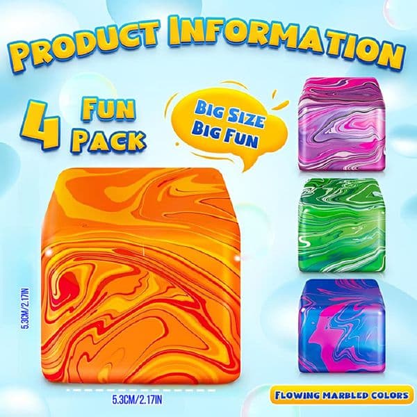 NeeDoh Style Marble Cube Squishy Soft Maltose Squeeze Toy Ice Cube Stress Relief Fidget Sensory Solid Cube for Autism-Sea Shipping-Y