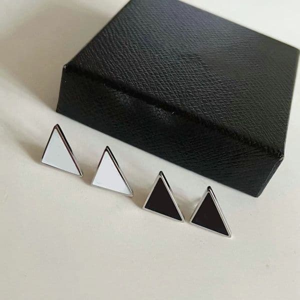 New P letter stud Black white triangle Ear stud Earrings Fashion Jewelry Gifts Designer Earrings