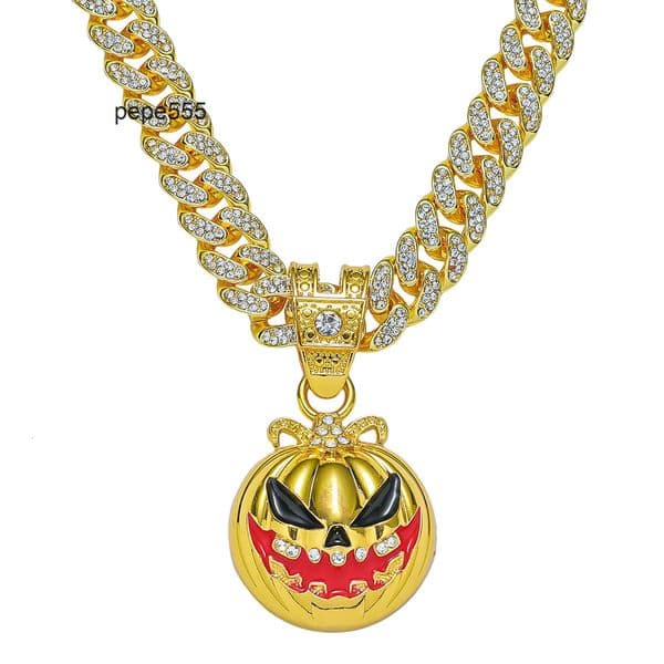 New Style Personality Mens Hip-Hop Halloween Quirky Pumpkin Skull Pendant Necklace