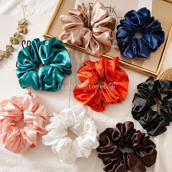 Girls Large Satin Scrunchie Super Wide Smooth Colorful Hair Tie Hair Elastics Bands Loop Hair Accessories for Women Girls