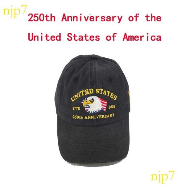 Patriotic US 250th Anniversary Baseball Cap - Eagle Embroidered Washed Cotton Hat