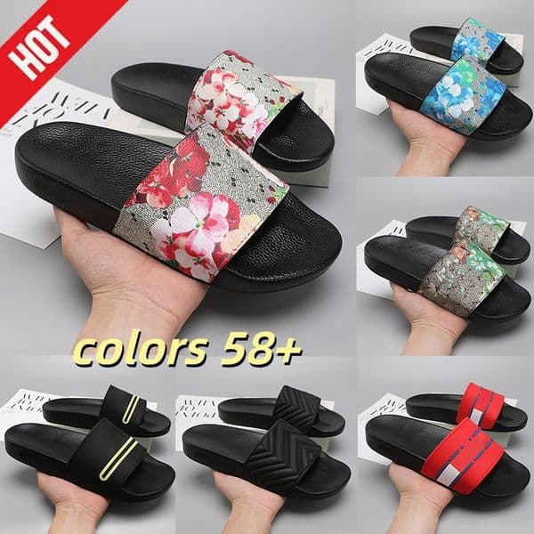 Designer Sandals ltaly Slippers paris New Rubber Slides Sandals Floral Brocade Women Men Slipper Flat Bottoms Flip Flops Womens Fashion Striped Beach Sandal 35-45