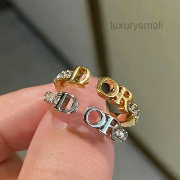 Gold Silver Color Luxury Designer Ring Single Row Drill Classic Ring Elegant Letter Thin Fashion Ring Engagement Rings For Women Lady Girls