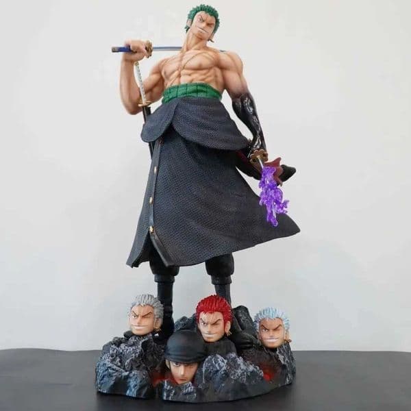 50cm One Piece Anime Carrying Knife Roronoa Zoro 5 Interchangeable Head Collectible Statue Model Figure Ornament Christmas Gift Gaoxingqus_toy1NVD