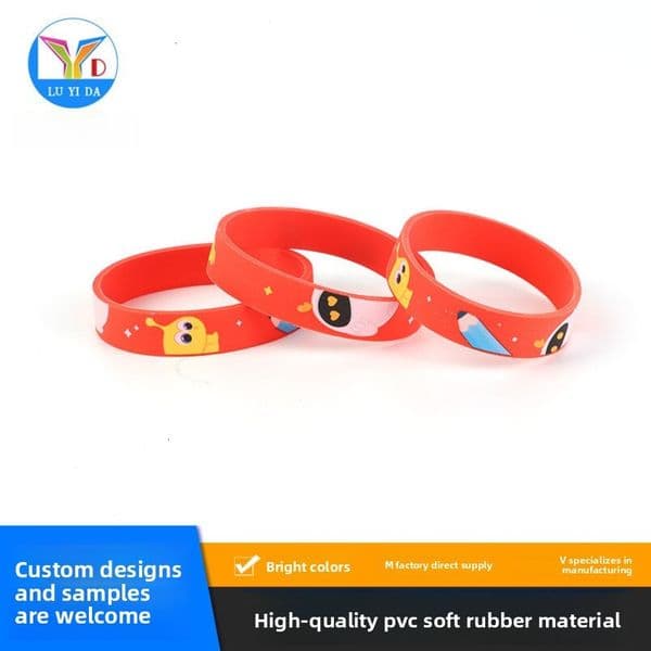 New silicone wristband with cartoon engraving and printing, luminous rubber bracelet, manufacturer of basketball sports embossed identification wristbands