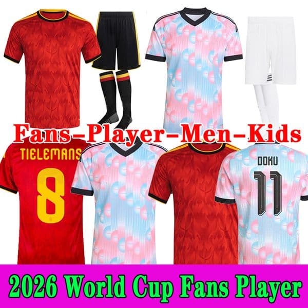 2026 2027 belgium soccer jersey WITSEL DE BRUYNE TROSSARD Doku Openda Onana man home away 26 27 football shirts men kids kit home away fans player version