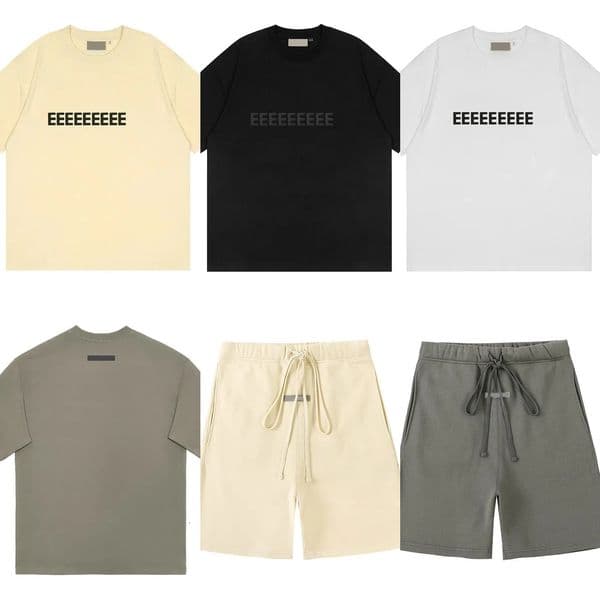 Designer FOG mens tshirts shorts sets 3D Silicon Letter Printed Cotton Loose Personalized Drawstring tees Shorts casual Unisex Loose Running sports shorts a6