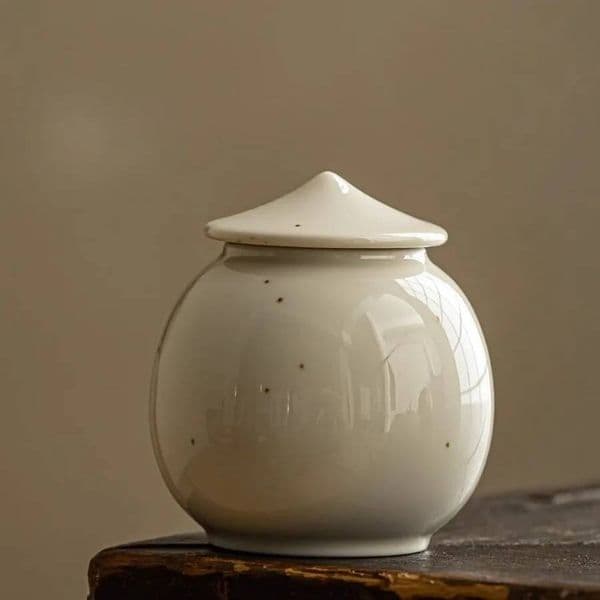 Bestseller Beige Ceramic Tea Caddy Vintage Mini Portable Household Sealed Moisture Proof Jar Storage Container Crafts Art Decor Ddmytues