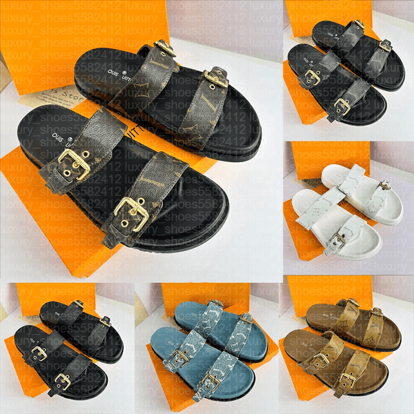 Shoes for women Designer Shoes Bom Dia High quality Genuine Leather sandal Slipper Casual Shoe summer beach gladiator Mules hasp Woman Flat Slide Designer sandale 99