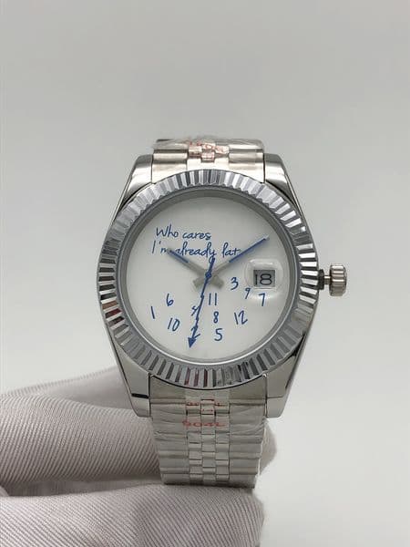 2026 New Model Custom Date just Automatic Men's Watch, Stainless Steel/Black PVD Case, Sapphire Crystal, 50M Waterproof, Unique Red Dial, Fluted Bezel