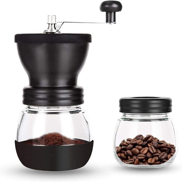 Manual Hand Crank Glass Coffee Bean Grinder Set Handheld Coffee Grinder Manual Coffee Makers For Home Office Travel Camping Use