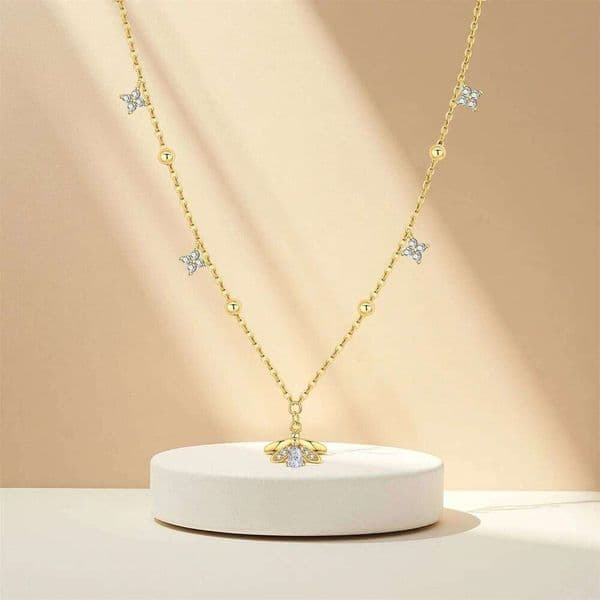 Orstarry 925 Sterling Silver Golden Firefly Pendant Necklace for Women Birthday Gifts Fashion Fine Jewelry
