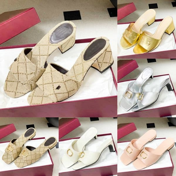 Chunky heel Sandal Horsebit Designer slide wedge Platform shoe Womens sandale Kitten Heel slipper Luxury leather Summer beach shoe Sliders canvas Mule Casual shoe