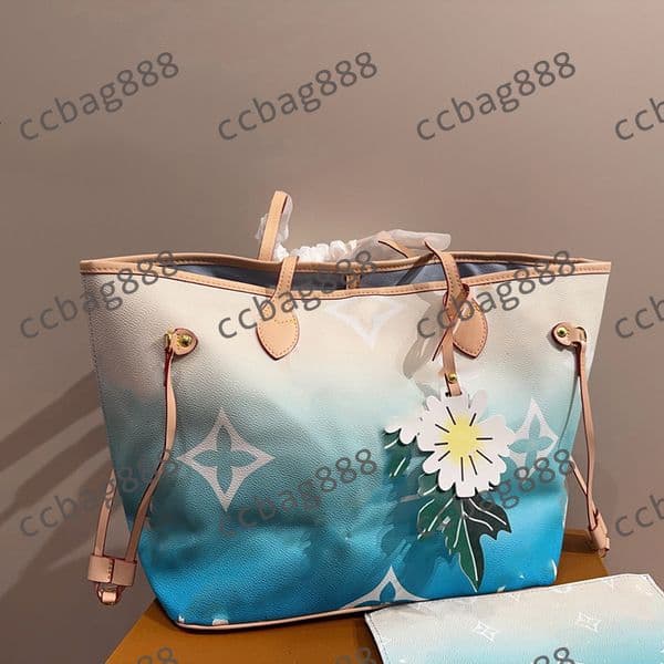 33x28cm Women Designer Flower Shopping Tote Shoulder Bag Large Capacity Multicolore Initial Decoration Flowers Travel Daily Outfit Pocket