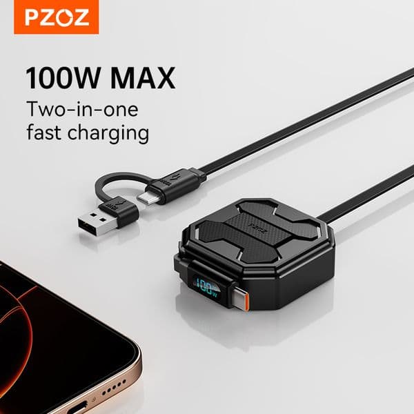 PZOZ For retractable usb c to type c lightning cable iphone xiaomi 17 pro max oneplus huawei realme charger fast charging cable