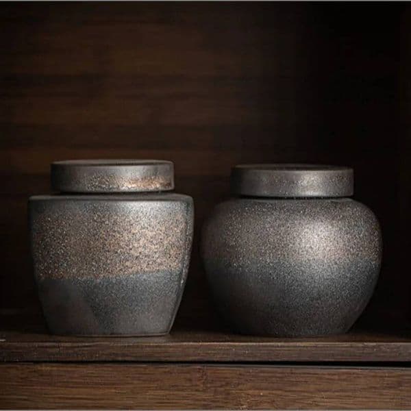 Bestseller Chinese Vintage Ceramic Tea Caddy Golden Candy Jar Sealed Home Coffee Beans Nut Medicinal Herb Storage Bottle Kitchen Container Ddmytues