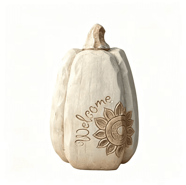 Art Deco Harvest Season Pumpkin Welcome Resin Statue for Home Decor Anniversary Occasion