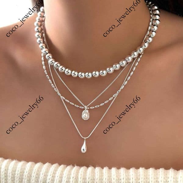Layered Sweater Wholesale Cross-Border Fashion Multi-Layer Design Pendant Jewelry for Women Versatile Autumn Winter Beaded Necklace
