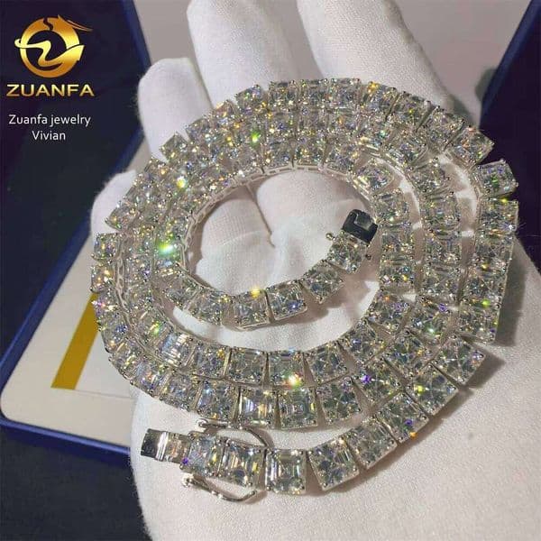 5.5MM Hip Hop Fashion Iced Out Fine Jewelry Vvs Chain Sterling Silver 925 Moissanite Tennis Necklace