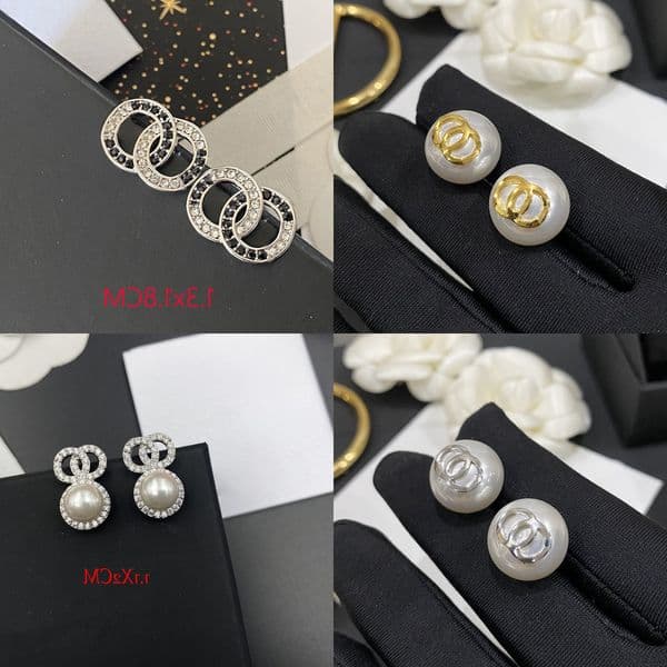 Stud Earrings Design Ear Round Crystal Rhinestone Pearl Real Gold Brass Copper Stamp Letter Earring Fashion Womens Elegance Wedding Party Jewelry Accessories