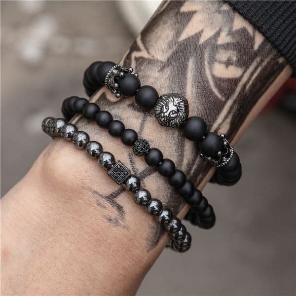 Fashion Crown Charm Bracelet Natural Stone Beaded Bracelets For Mens Women Pulseras Masculina Jewelry