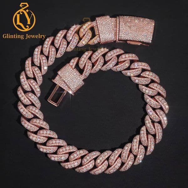 Hot Selling 925 Sterling Silver VVS Moissanite Diamond Iced Cuban Link Chain Necklace Men GRA Certified Third Party Appraisal