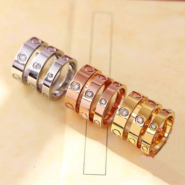 Love Ring Classic Diamond 18k Gold Ring High Quality Couple Pair Ring Designer Jewelry Gift Box