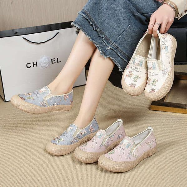 2025 New Non-Slip Comfortable Old Beijing Cloth Women, Flat Wear-Resistant Casual Slip-On Shoes for Women