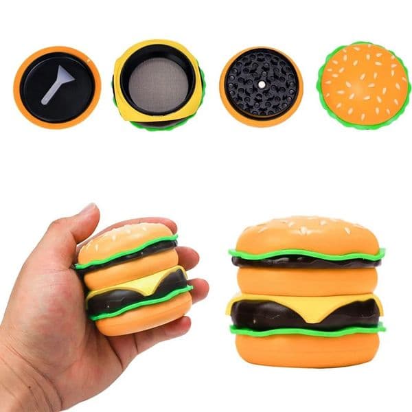 65mm Hamburger Burger Style Metal Tobacco Herb Grinder 4 Layers Manual Rotating Grinder Smoking Accessories Holiday Gift