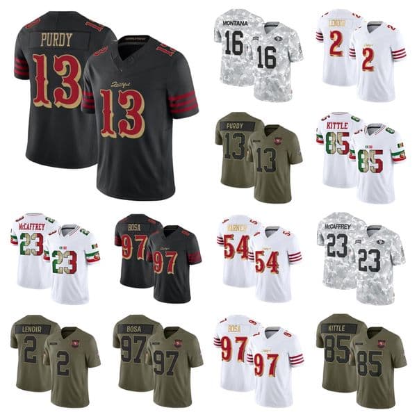 49er Men Women Youth Fred Warner Nick Bosa George kittle Christian McCaffrey Brock Purdy Brandon Aiyuk Jerry Rice Salute to Service Limited Football Jersey