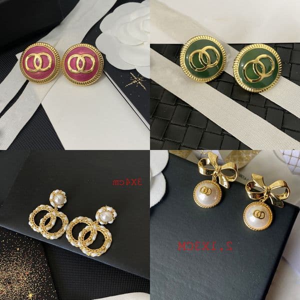 Designer Earring High-end Letter Stud Square inlay Diamond Crystal Real Gold Plated Yellow Copper Stamps Earrings Wedding Party Luxury Jewelry