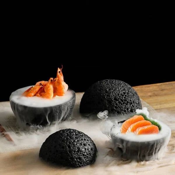 Bestseller Planet Bowl Molecular Cuisine Creativity Imitation Volcano Stone Ball Place Round Smoke Cup Black Tableware Ddmytues