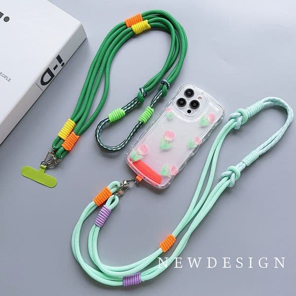 Personalized Trend Double Color Mobile Phone Universal Lanyard Diagonal Span Long Shoulder Strap Fashion Safety Rope