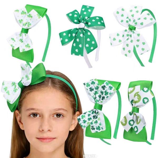 Lucky Shamrock Bows and Laces: Festive Childrens Headbands for Saint Paddys Celebration