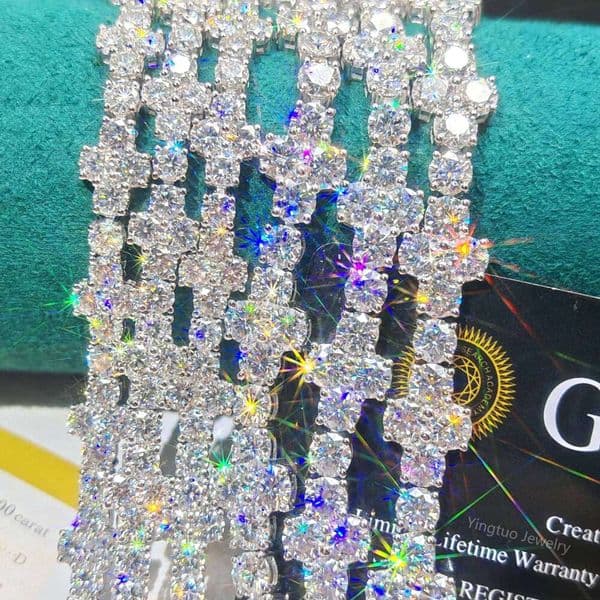 Wholesale Hip Hop Jewelry 3mm/4mm/5mm Cross Moissanite Bracelet 925 Silver Tennis Chain Necklace with GRA