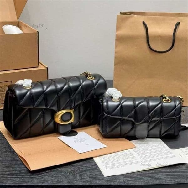 Tabby 26 Quilted Shoulder Bag Genuine Leather Crossbody Flap Purse Women's Designer Style Chain Strap Satchel, High Quality Black/White Handbag