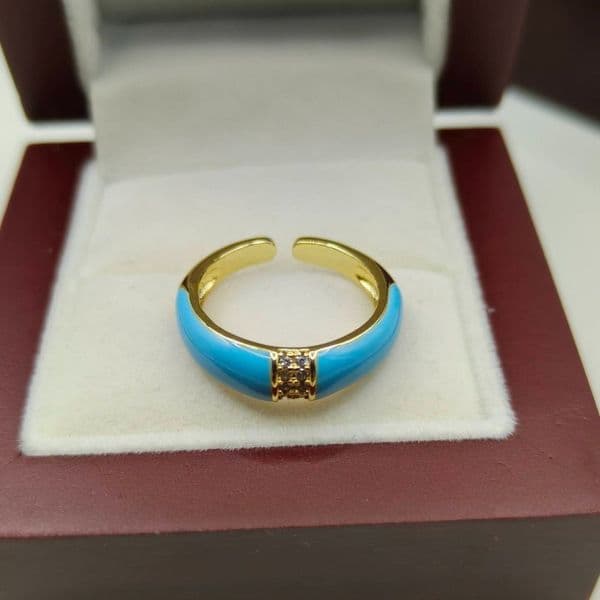 Fine Gold Plated Bamboo Shape Finger Rings for Women Elegant Colorful Enamel Rings Fashion Party Jewelry Gift for Daily Wear