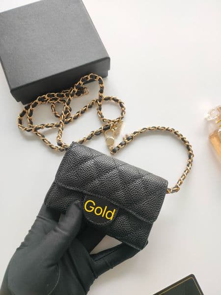 Designer Shoulder Bag Women's Double C Buckle Plaque Leather Credit Card Bag Chain Cardholder Mini Wallet