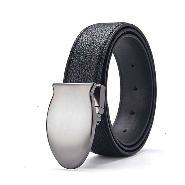 New Model Men's Classic Leather Automatic Buckle Belt, Suitable for Both Business and Daily Use, High-Quality Black Formal Waist Belt