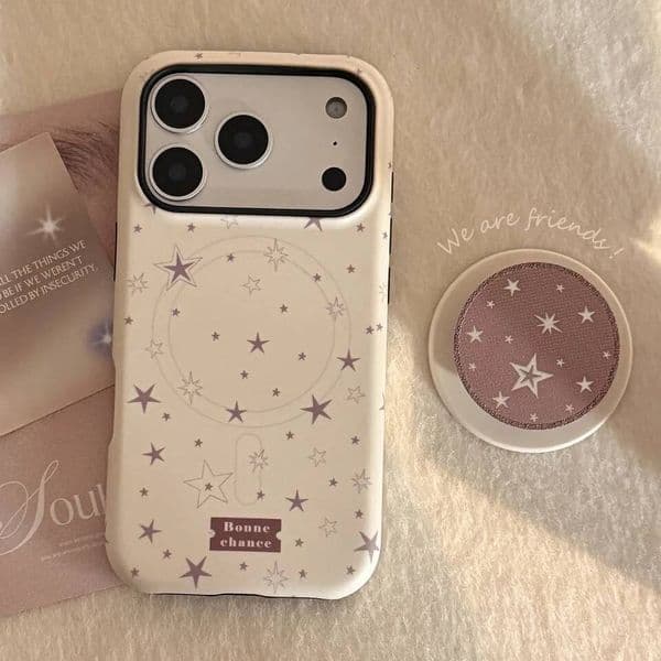 Korean Graffiti Stars Magnetic Bracket Phone Case For iPhone 17 Air 16 15 14 13 12 11 Pro Max Shockproof Protective Hard Cover ddmythur