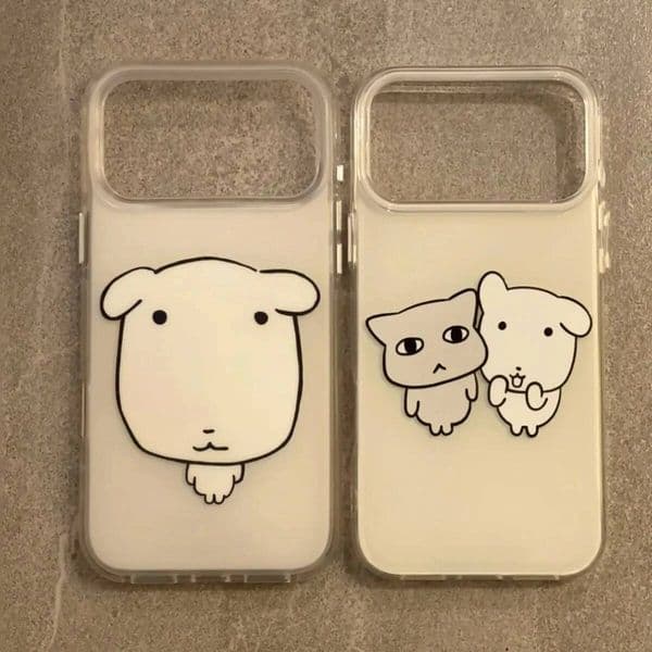 Korean INS Cute Big Head Dog Cartoon Cat Kawaii Creative Phone Case For iPhone 17 16 15 14 13 12 11 Pro Max Plus Y2K Cover ddmythur