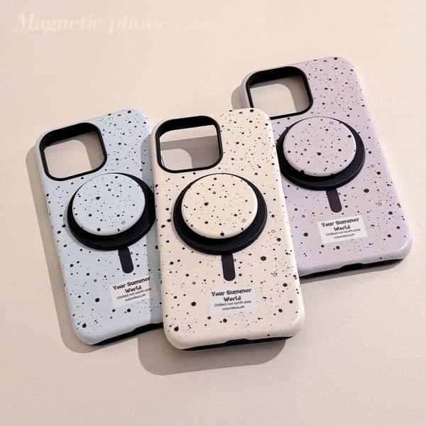 Korean Splash-ink Magnetic Bracket Phone Case For iPhone 17 Air 16 15 14 13 12 mini 11 Pro Max Shockproof Protective Hard Cover ddmythur