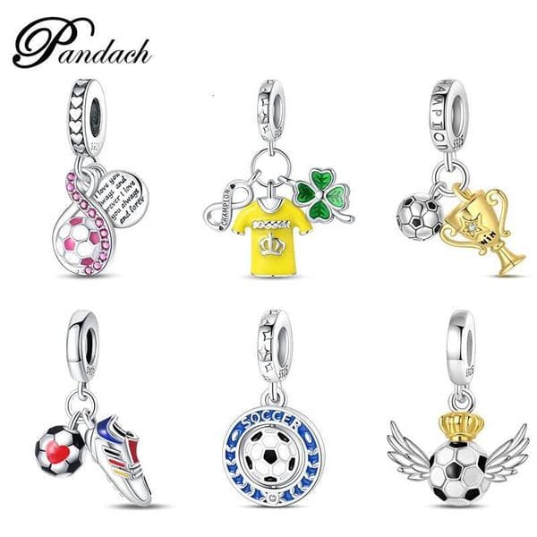 Bestseller 925 Sterling Silver Series Crown Football Trophy Soccer Shoes Charms Pendants Fit Pandach Original Bracelet DIY Jewelry Ddmysat