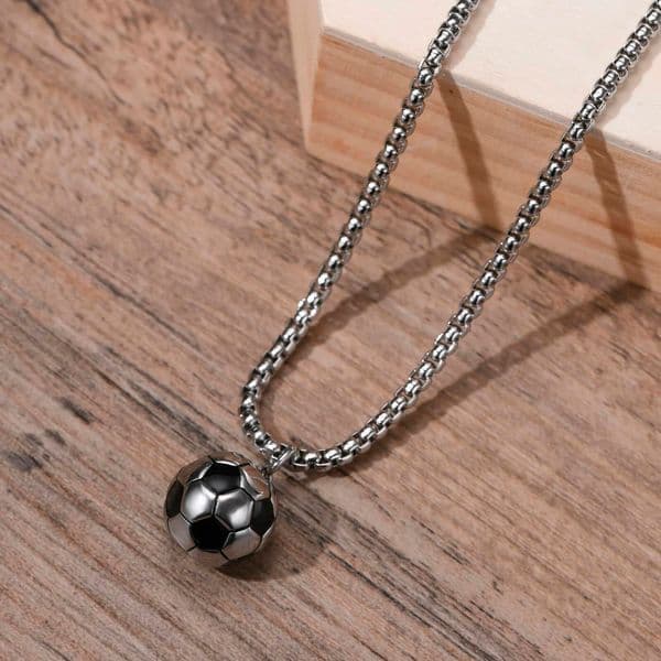 Bestseller 3D Necklaces For Mens Boys,Solid Ball Stainless Steel Pendant Necklaces,World Cup Football Fan Gifts Ddmysat